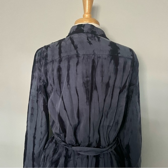 NEW NWT Hatley Blue Navy Tie Dye Button Down Belted Long Sleeve Maxi Dress - Picture 6 of 16